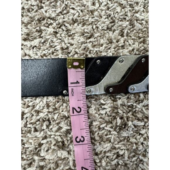 Fossil Womens Black Curve Link Leather Belt With Silver Look Hardware Size Small - Picture 5 of 12